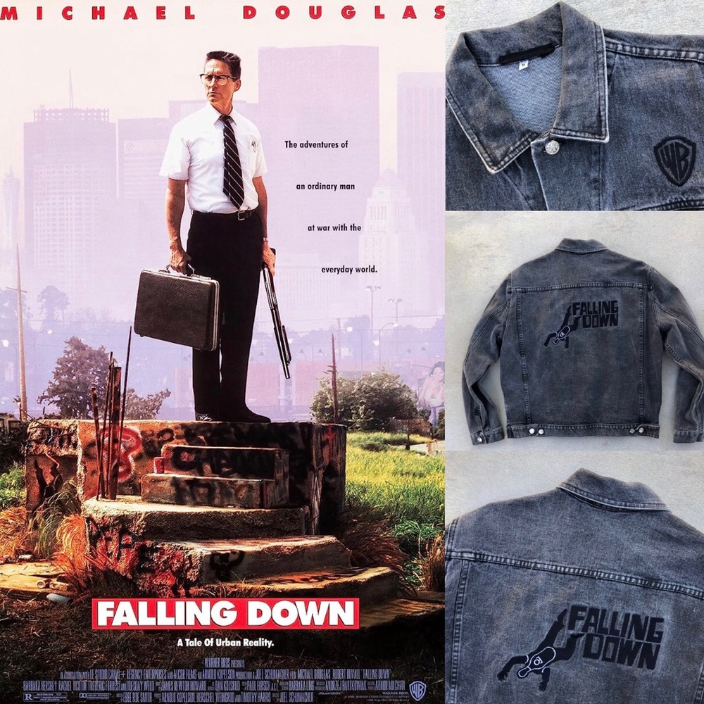 Vtg 1993 Warner Bros Falling Down Michael Douglas Movie Denim Jacket - Size M